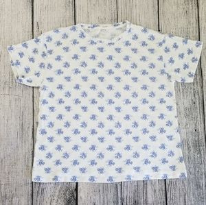 J Crew Blue & White Floral Patterned Tee